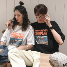 批发100%纯棉原版外贸夏装慵懒宽松字母卡通印花短袖<b class='q'>T</b><b class='q'>恤</b>韩系<b class='q'>原宿</b><b class='q'>上衣</b>