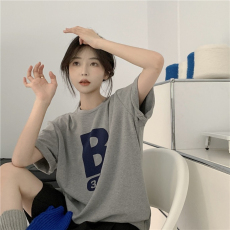 批发100%纯棉原版外贸夏装慵懒宽松字母卡通印花短袖<b class='q'>T</b><b class='q'>恤</b>韩系<b class='q'>原宿</b><b class='q'>上衣</b>