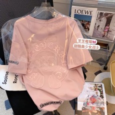 批发21支210g精梳纯棉夏季美式甜辣刺绣短袖纯棉T恤男女宽松<b class='q'>情侣</b><b class='q'>上衣</b>