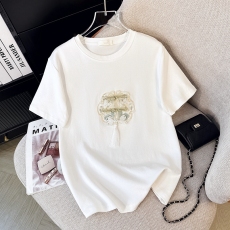 批发2025新款国潮刺绣盘扣白色短袖<b class='q'>t</b><b class='q'>恤</b>女夏季别致国风小衫新中式上衣