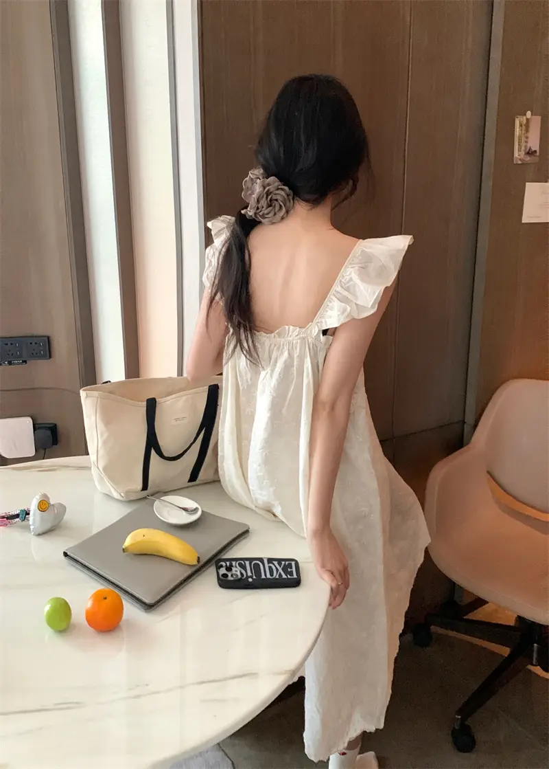 복고 스타일 V라인 브라 패드 탑 배기 홈웨어 상세 이미지 4