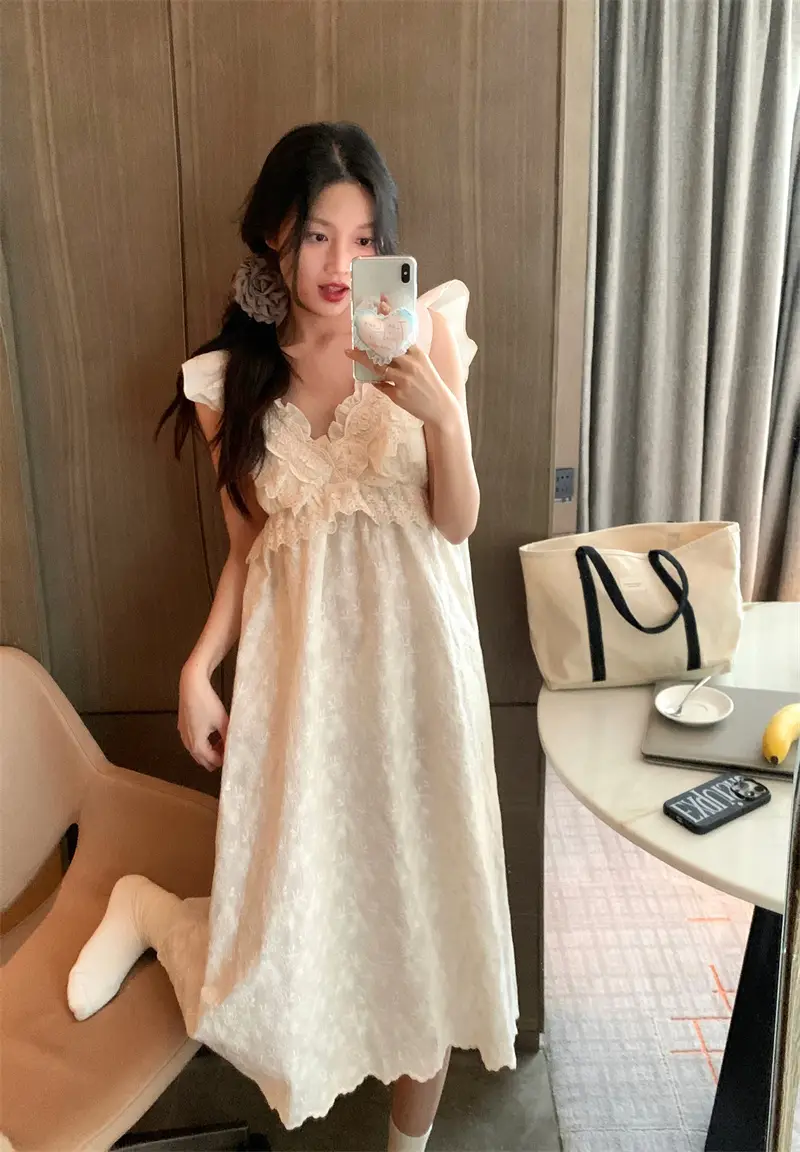 복고 스타일 V라인 브라 패드 탑 배기 홈웨어 상세 이미지 8