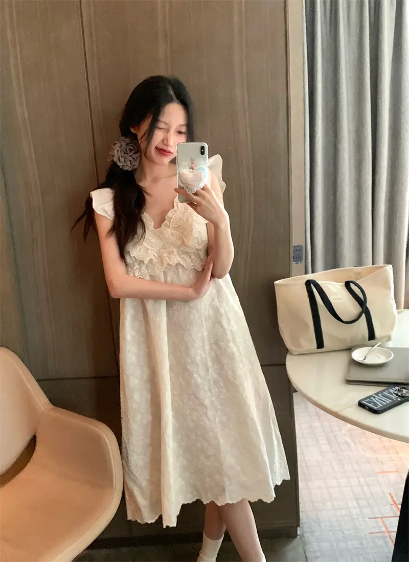 복고 스타일 V라인 브라 패드 탑 배기 홈웨어 상세 이미지 11