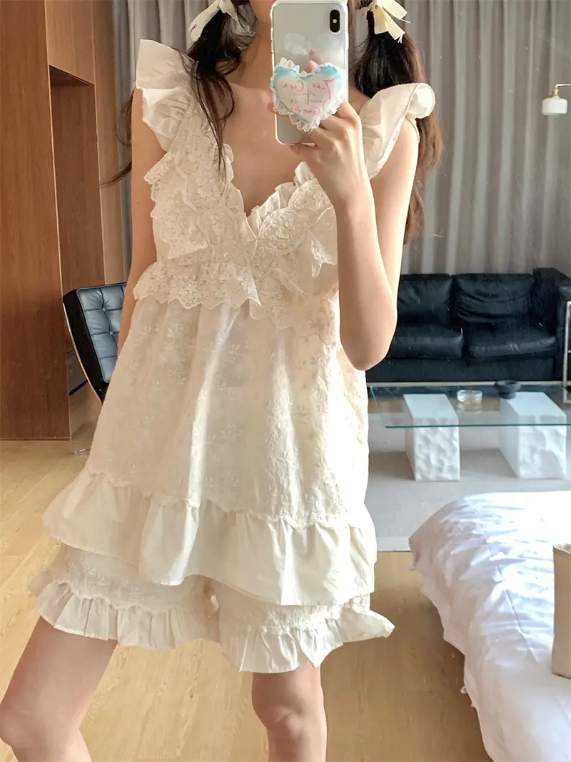 복고 스타일 V라인 브라 패드 탑 배기 홈웨어 상세 이미지 15