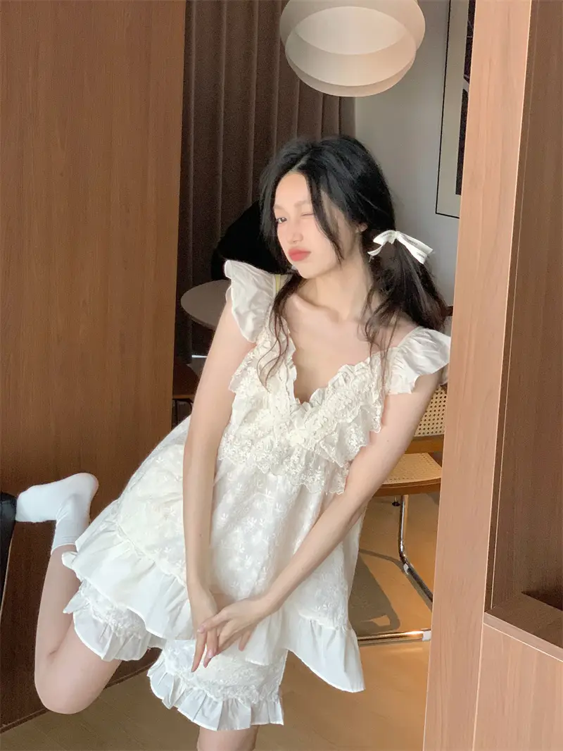 복고 스타일 V라인 브라 패드 탑 배기 홈웨어 상세 이미지 17