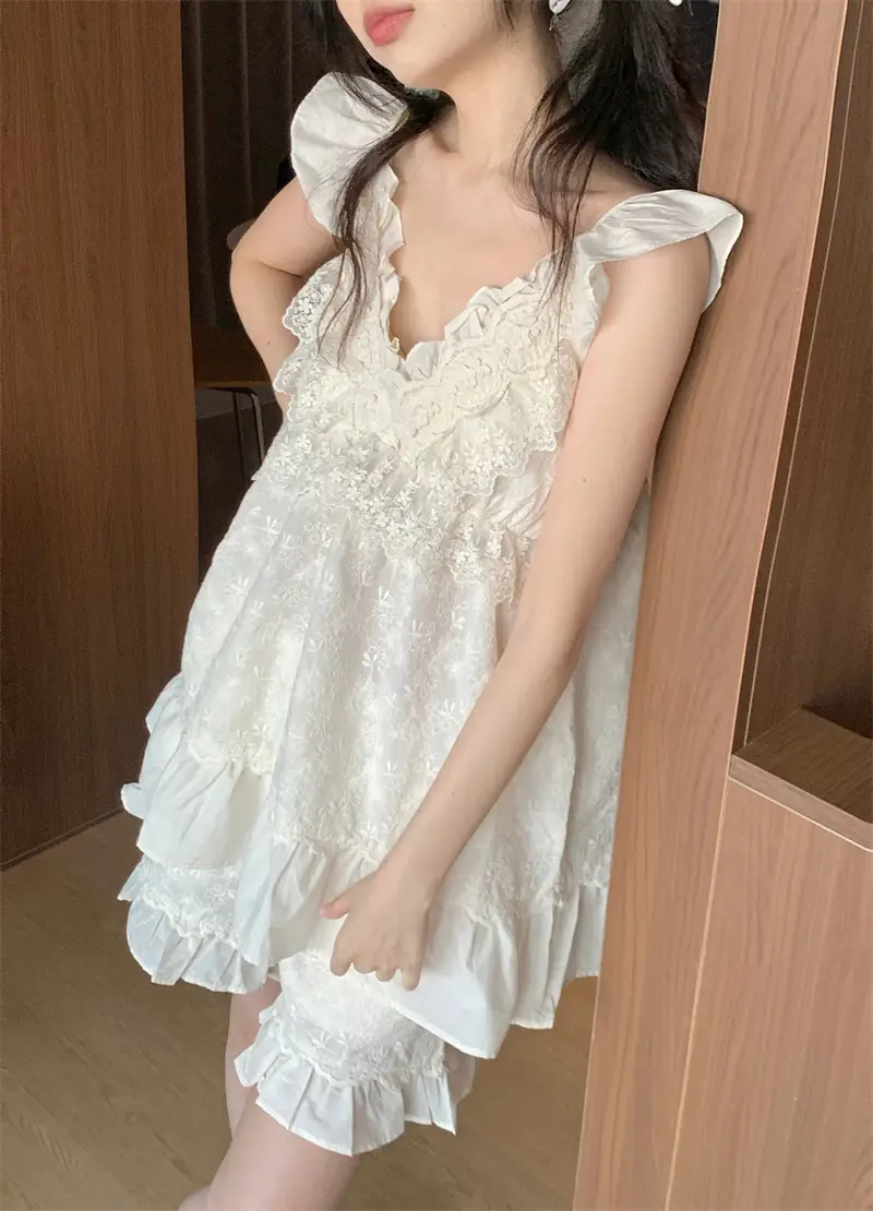 복고 스타일 V라인 브라 패드 탑 배기 홈웨어 상세 이미지 22