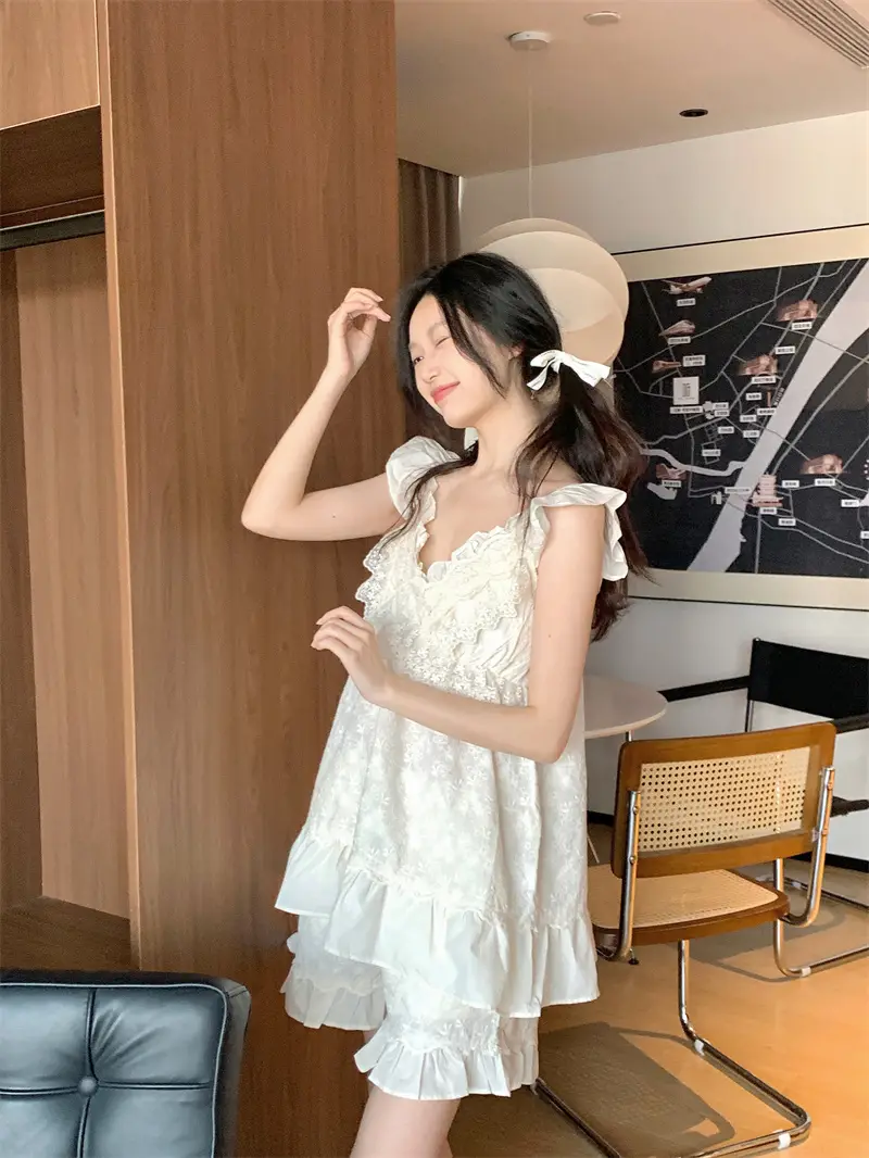 복고 스타일 V라인 브라 패드 탑 배기 홈웨어 상세 이미지 24