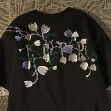 批发21支210g精梳纯棉夏季新款重工<b class='q'>花朵</b>字母刺绣短袖<b class='q'>t</b><b class='q'>恤</b>男女同款体恤