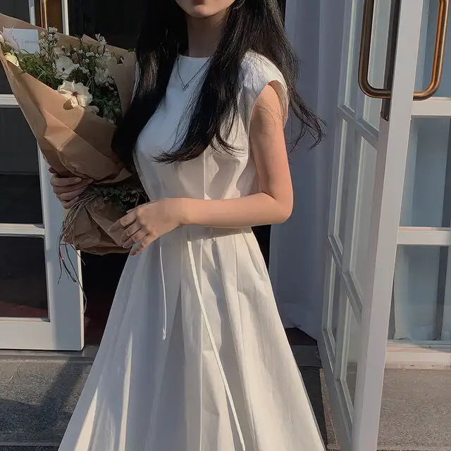 시원한 스타일의 무소매 원피스 상세 이미지 7