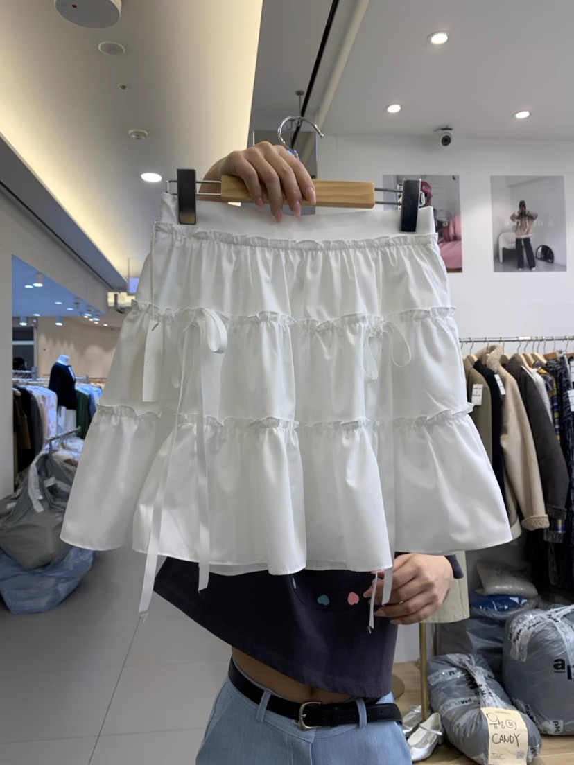 언제? 계절 뜨거운 판매 장기 동대문 외국 가스 밴딩 하이웨이스트 레이스업 나비 매듭 레이스 반신 스커트 미니 스커트