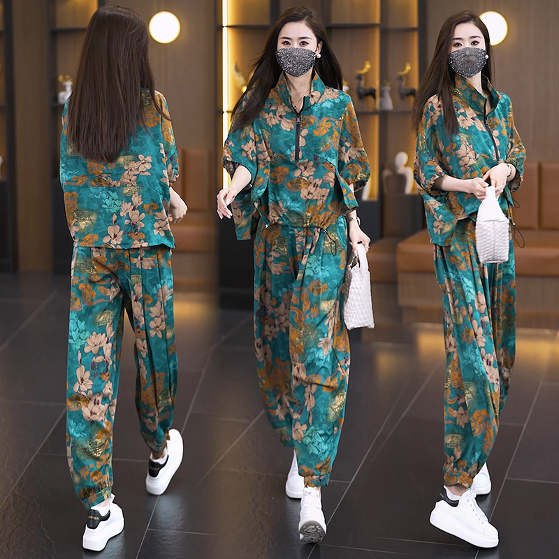 MY6772# 高级夏季新款大码女装高级印花宽松时尚两件套女裝貨源服裝批發
