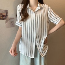 批发实拍夏装新款<b class='q'>大码</b>女装胖MM显瘦短袖衬衫内搭打底衬衣M-4XL200斤