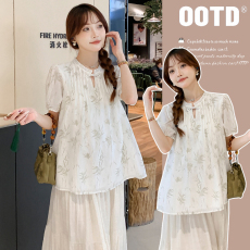 批发模特实拍 2025孕妇装<b class='q'>夏</b>装新款百搭孕妇上衣