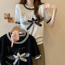 批发2026年大码女装<b class='q'>夏</b>季新款胖妹妹提花简约T恤衫胖mm设计感冰丝上衣