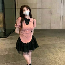 批发后腰全松紧夏季新款学院风暗黑系高腰修身显瘦收腰辣妹蓬蓬裙