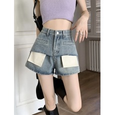 批发实拍<b class='q'>高腰</b>牛仔短裤女2026夏季新款辣妹设计感显瘦a字直筒<b class='q'>热裤</b>子