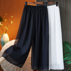 批发实拍  两色夏季阔腿裤文艺百搭<b class='q'>雪纺</b>裤有内衬汉服旗袍内搭裤