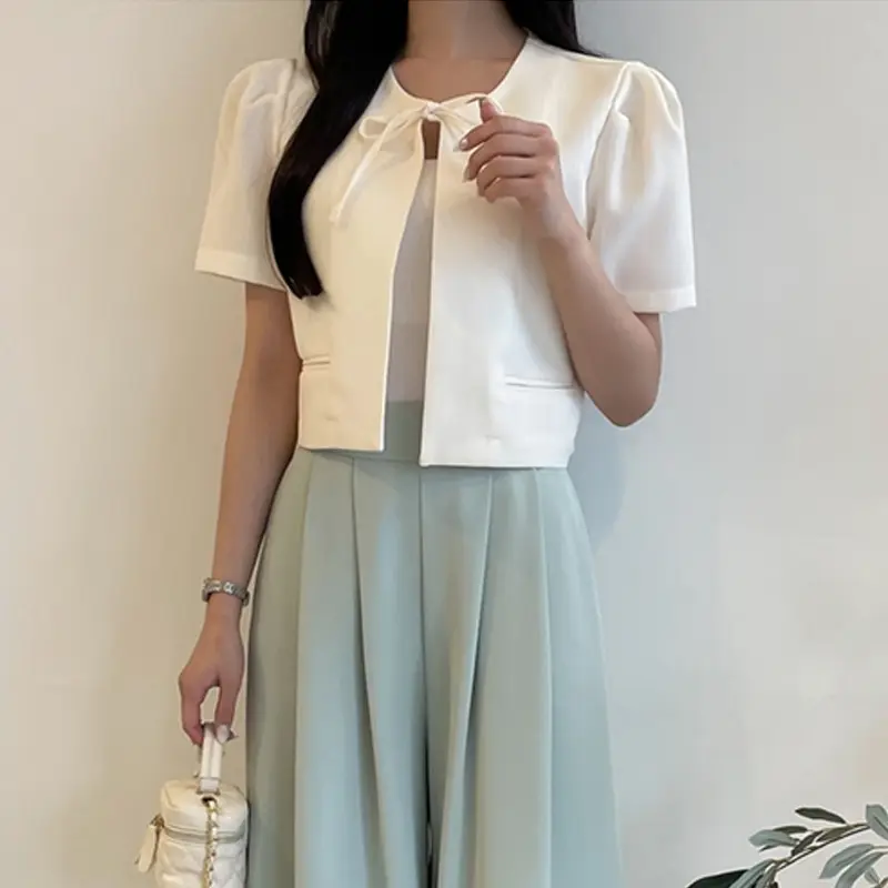 퍼프소매 끈 디테일 가디건 상세 이미지 4