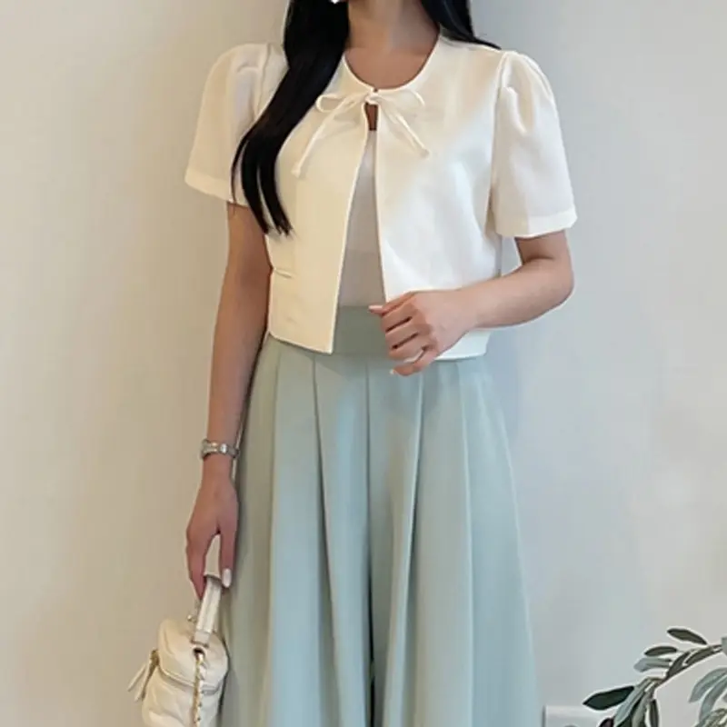 퍼프소매 끈 디테일 가디건 상세 이미지 5