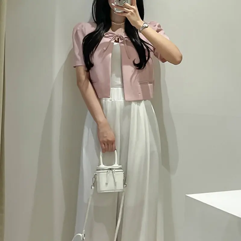 퍼프소매 끈 디테일 가디건 상세 이미지 8