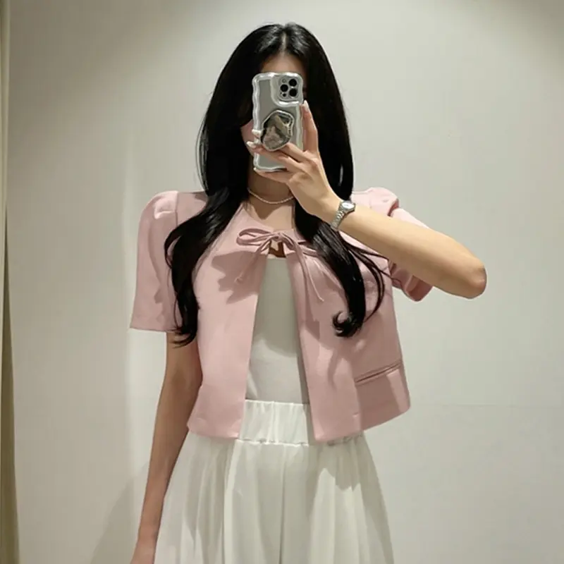 퍼프소매 끈 디테일 가디건 상세 이미지 9