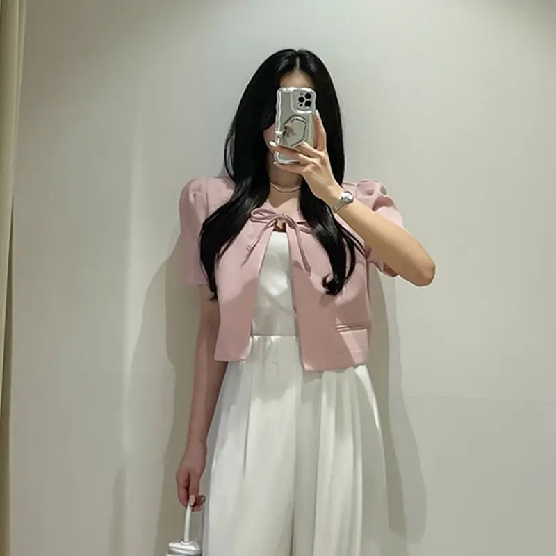 퍼프소매 끈 디테일 가디건 상세 이미지 10