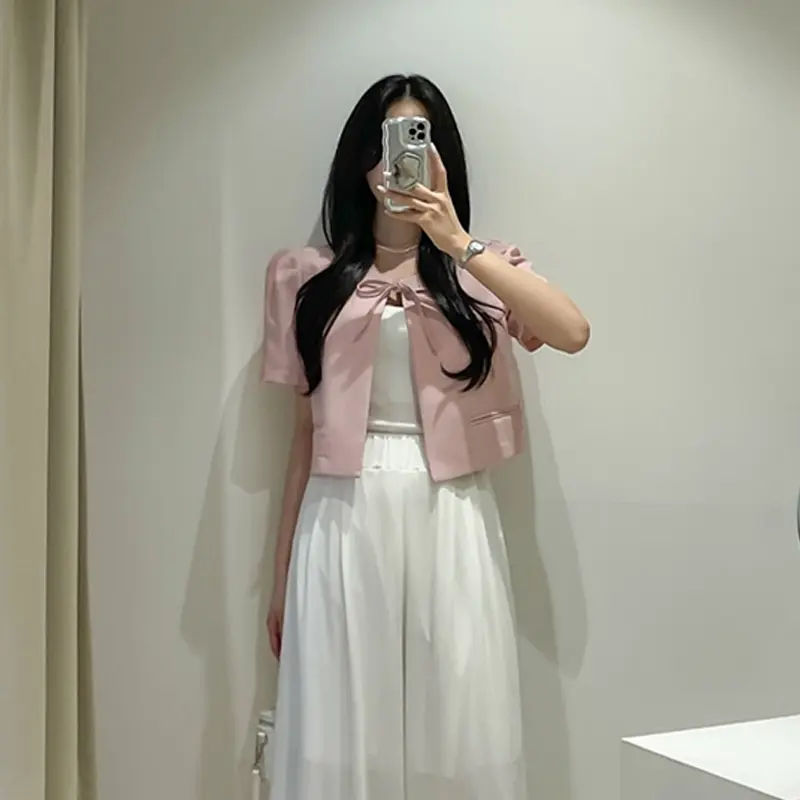 퍼프소매 끈 디테일 가디건 상세 이미지 13