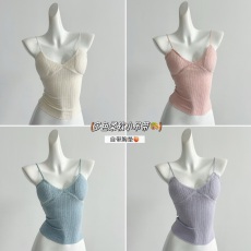 批发bm风内搭纯色蕾丝花边吊带纯欲短款背心打底衫上衣修身显瘦带胸垫