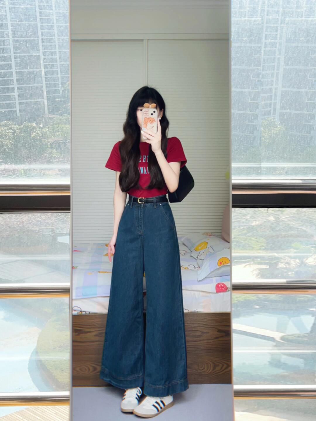 Korean dark blue wide-leg jeans for women, new summer style, high-waisted, loose, flesh-covering, slimming, versatile straight-leg trousers