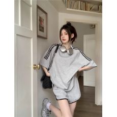 批发21只爽滑棉<b class='q'>夏</b>日两件套宽松休闲短袖短裤ins男友风港味运动套装