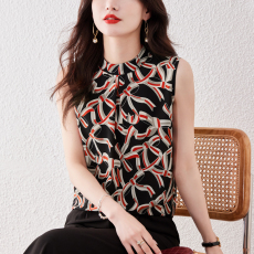 批发2026夏季新款大码时尚百搭显瘦印花上衣无袖<b class='q'>背心</b>洋气小衫