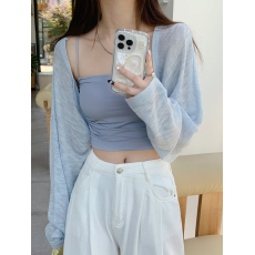 批发披肩外搭女防晒开衫夏季薄款<b class='q'>罩衫</b>小坎肩外套短款针织上衣空调衫