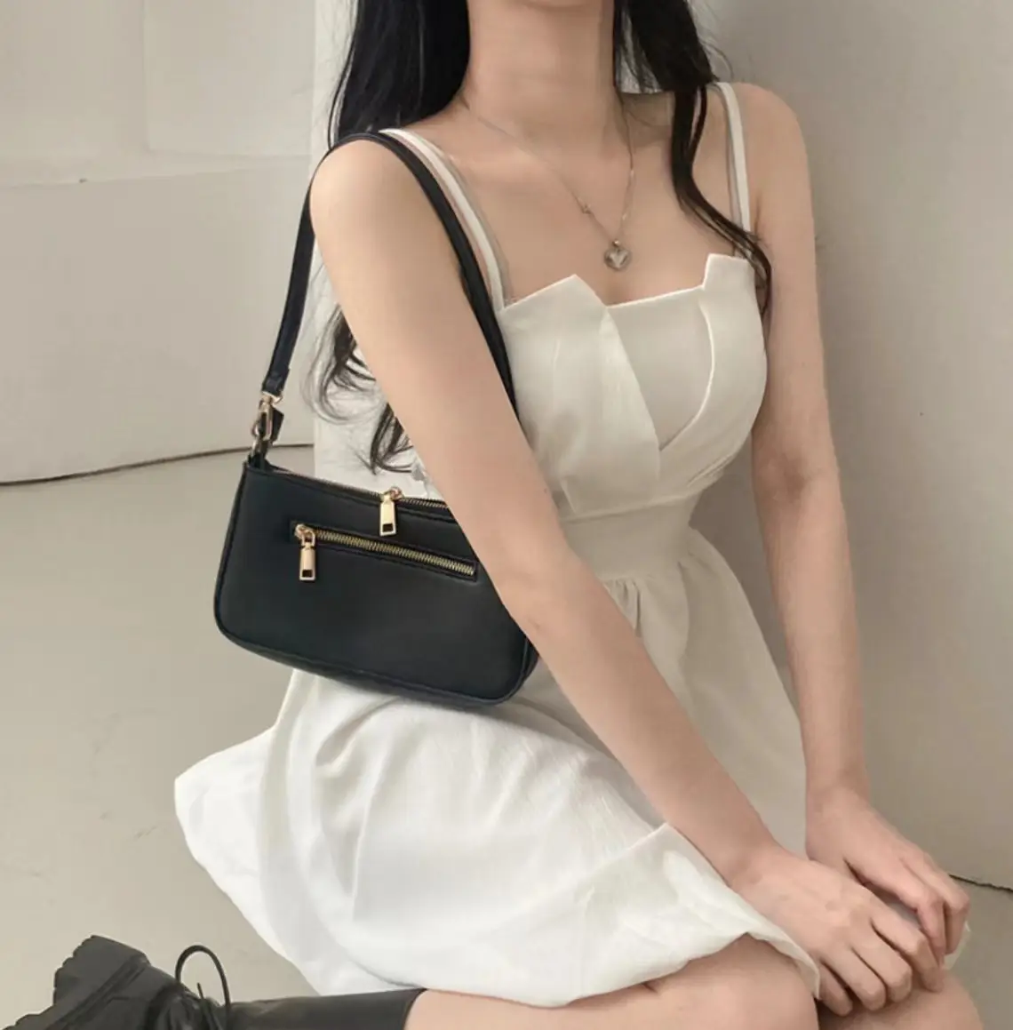 백리본 슬리브리스 원피스 상세 이미지 8