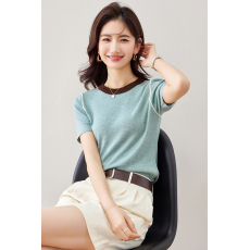 批发实拍◆◆拼色圆领百搭修身<b class='q'>针织衫</b><b class='q'>打底衫</b>t恤上衣女ins潮牌