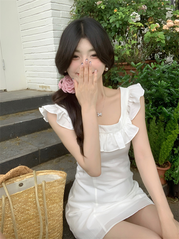 LN29122# 白色连衣裙夏...