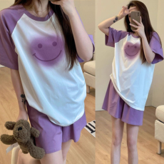 批发细弟-夏季微商爆款睡衣女双短插肩影笑脸可爱甜美学生家居服<b class='q'>套装</b>