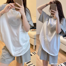 批发细弟-夏季微商爆款睡衣女双短插肩影笑脸可爱甜美学生家居服<b class='q'>套装</b>