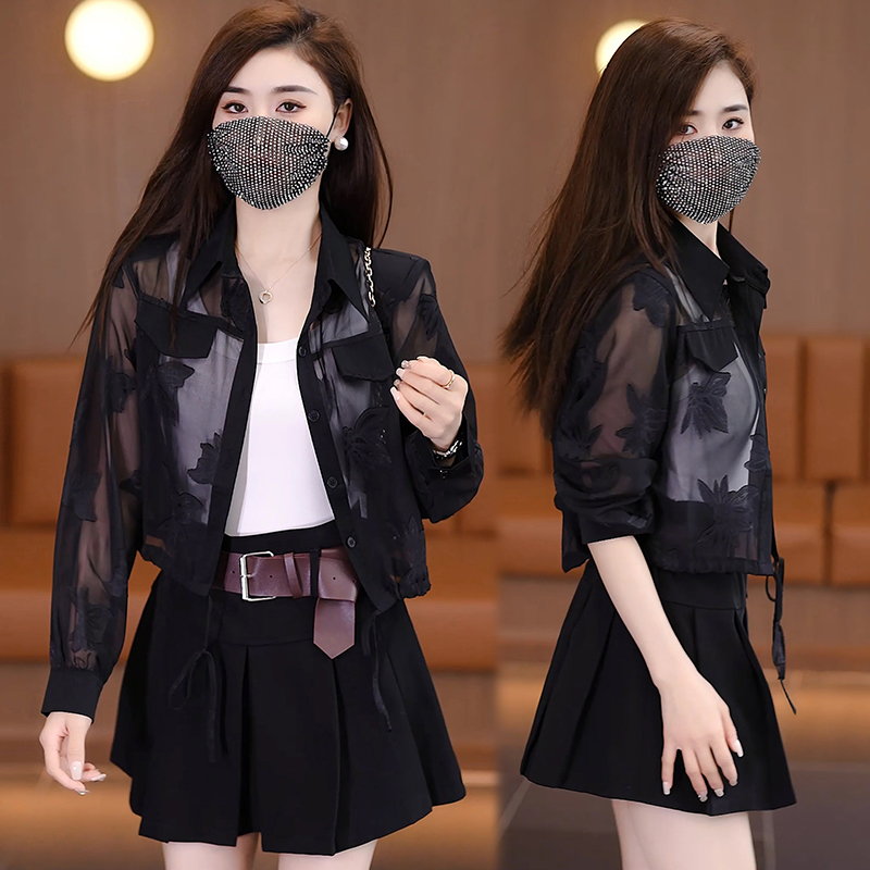 FA36171# 夏季时尚防晒衣女新款女孩薄款透气宽松外套高级感防晒服衬衫  服裝批發女裝批發服飾貨源