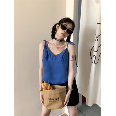 批发宽松时髦设计款甜美叠穿蝴蝶结绑带<b class='q'>棉麻</b><b class='q'>背心</b>外穿吊带女