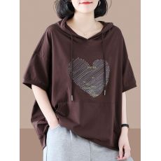 批发2026夏新款女士纯棉短袖t恤连帽短款上衣胖mm遮肚子显瘦减龄洋气