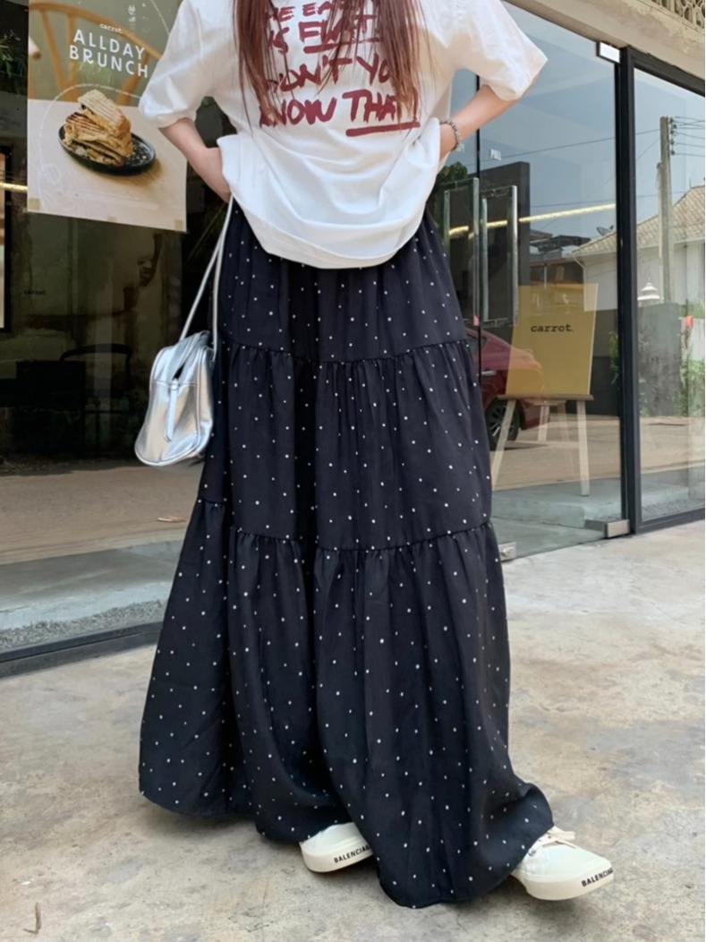 실사 정가 새로운 프랑스식 부드러운 바람 고급 계층의 감각 도트 무늬 대 치마 반신 롱 스커트