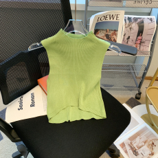 批发实拍夏季新款欧美范半高领下摆弧形露脐背心