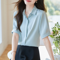 批发实拍2026夏季新款白色长袖真丝<b class='q'>衬衫</b>女设计感气质翻领通勤上衣