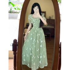 批发碎花<b class='q'>连衣裙</b>子女夏季2025新款梨形身材法式气质长裙