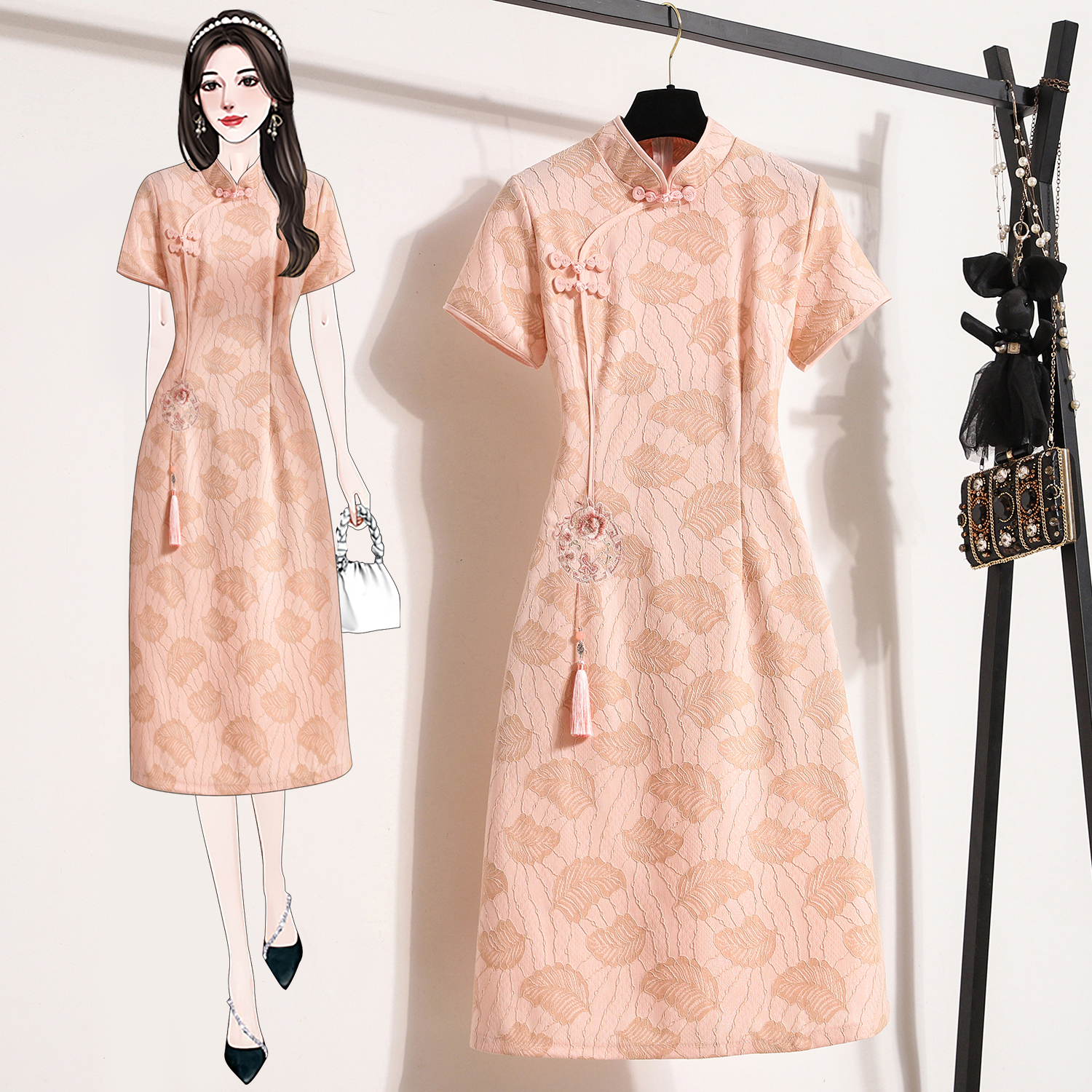 MY14843# 改良旗袍裙女大码女装夏季新款胖mm气质中国风连衣裙女裝貨...