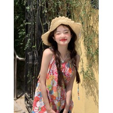 批发PPHOME娇宠千金~清凉一甜美减龄可爱<b class='q'>碎花</b>拼接花边宽松吊带连衣裙