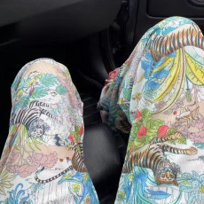 批发有口袋 老虎印花阔腿裤女夏季新款设计感直筒垂感休闲裤