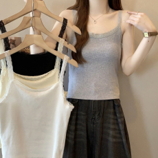 批发实拍蕾丝吊带背心女内搭设计感小众外穿纯欲甜辣修身打底显瘦上衣