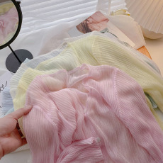 批发冰丝短款小<b class='q'>开衫</b>女夏2026年新品韩版薄款微透长袖外搭V领针织上衣