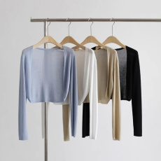 批发法式高级感短款冰丝针织防晒开衫女夏季薄款配裙子披肩外搭空调衫